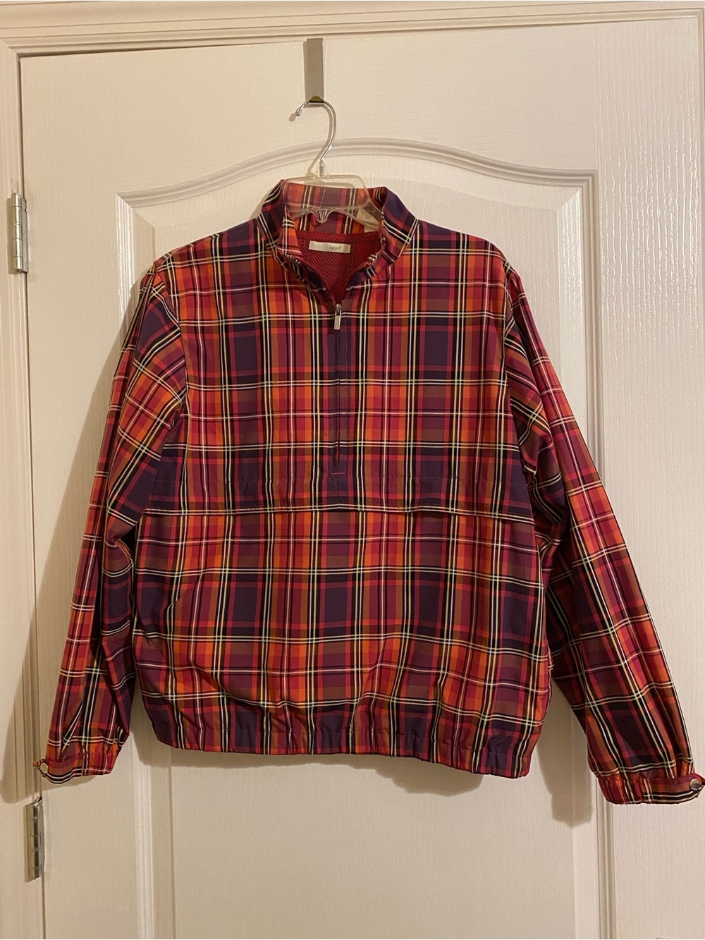 Liz Golf Plaid Half Zip Pullover Jacket Mesh Lined Vented Size PM